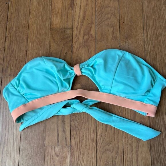 Victoria's Secret Turquoise Blue Peach Strapless Bikini Top Women’s Size Medium - Picture 1 of 4